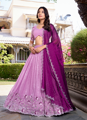 Designer Bollywood Festive and Party wear lehenga choli with sequin and thread embroidery work.
